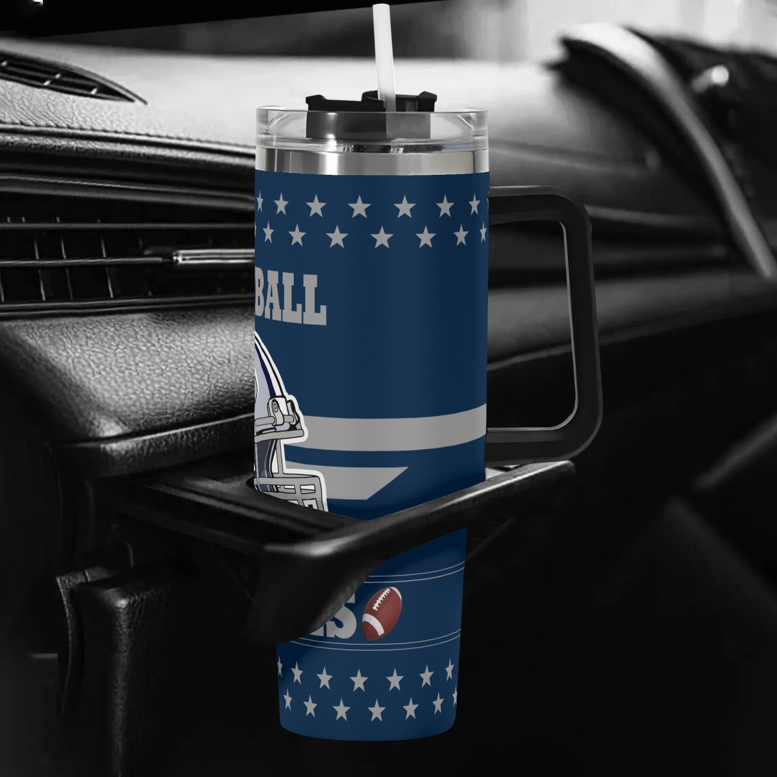 Dallas Football Theme 40oz Stainless Steel Vacuum Insulated TumblerDallas Cowboys Football Team Themed Tumbler With Handle And Lid - Image 5