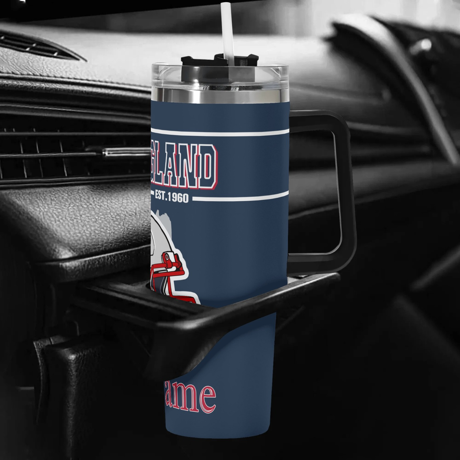 customizable New England Football 40oz stainless steel vacuum Insulated Bottle cupPersonalized New England Patriots Football Themed 40oz Tumbler - Image 4