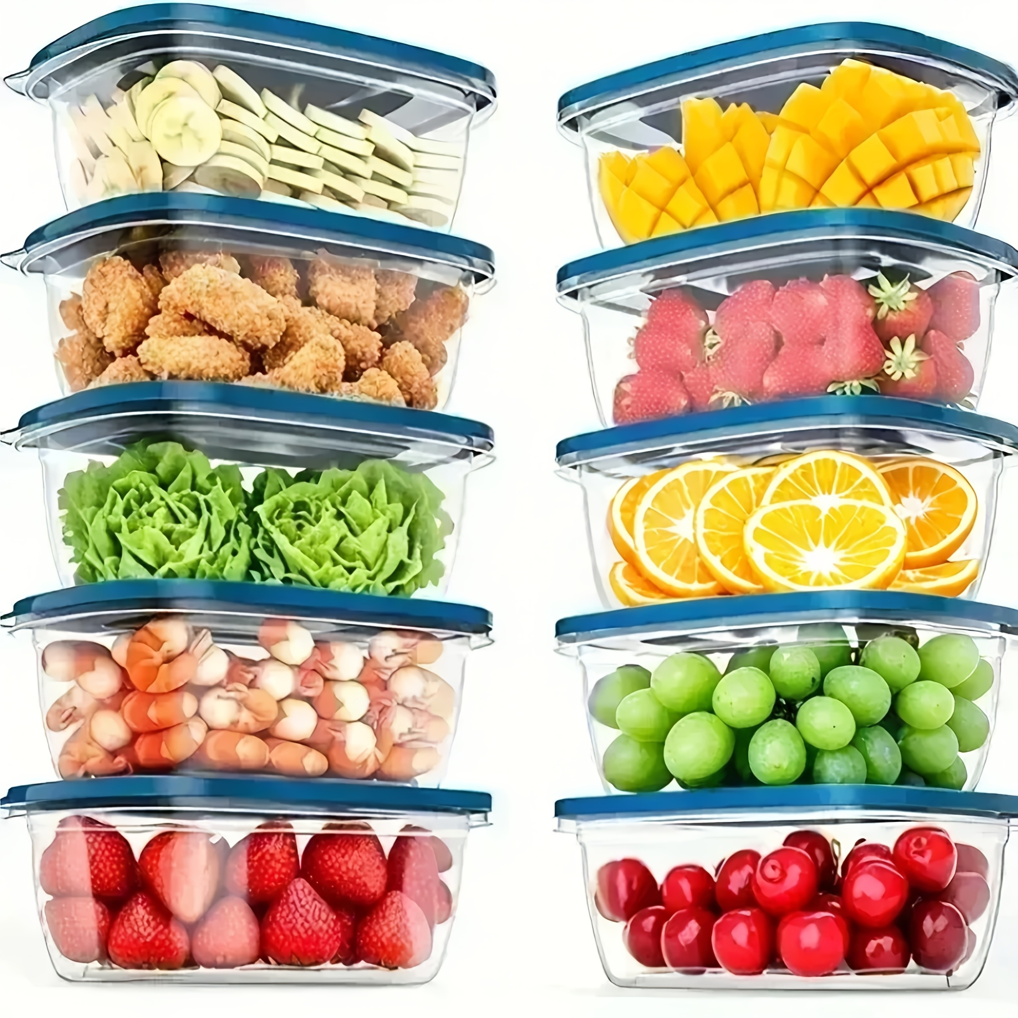 Set of 20 Stackable Food Storage Boxes with Lids10 Piece Of Stackable Plastic Household Food Storage Containers  - Image 6