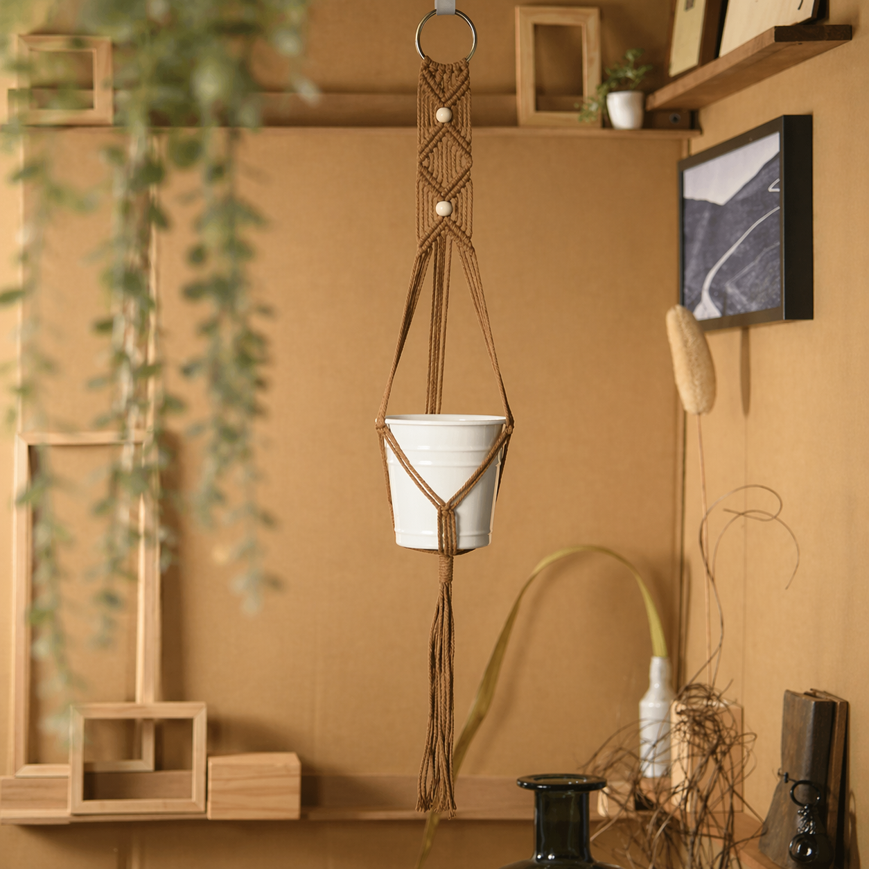 Macrame Plant Hanger With Tassel For Indoor Decor Pot