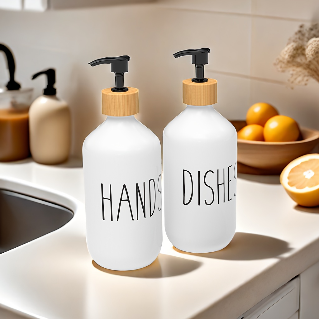 2pcs Soap Dispenser SetMatte Glass Soap Dispenser Set For Kitchen - Image 2