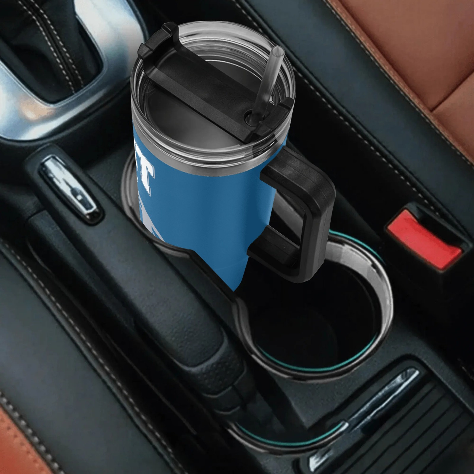 Detroit Insulated Tumbler Cup with Handle, Lid & Straw
