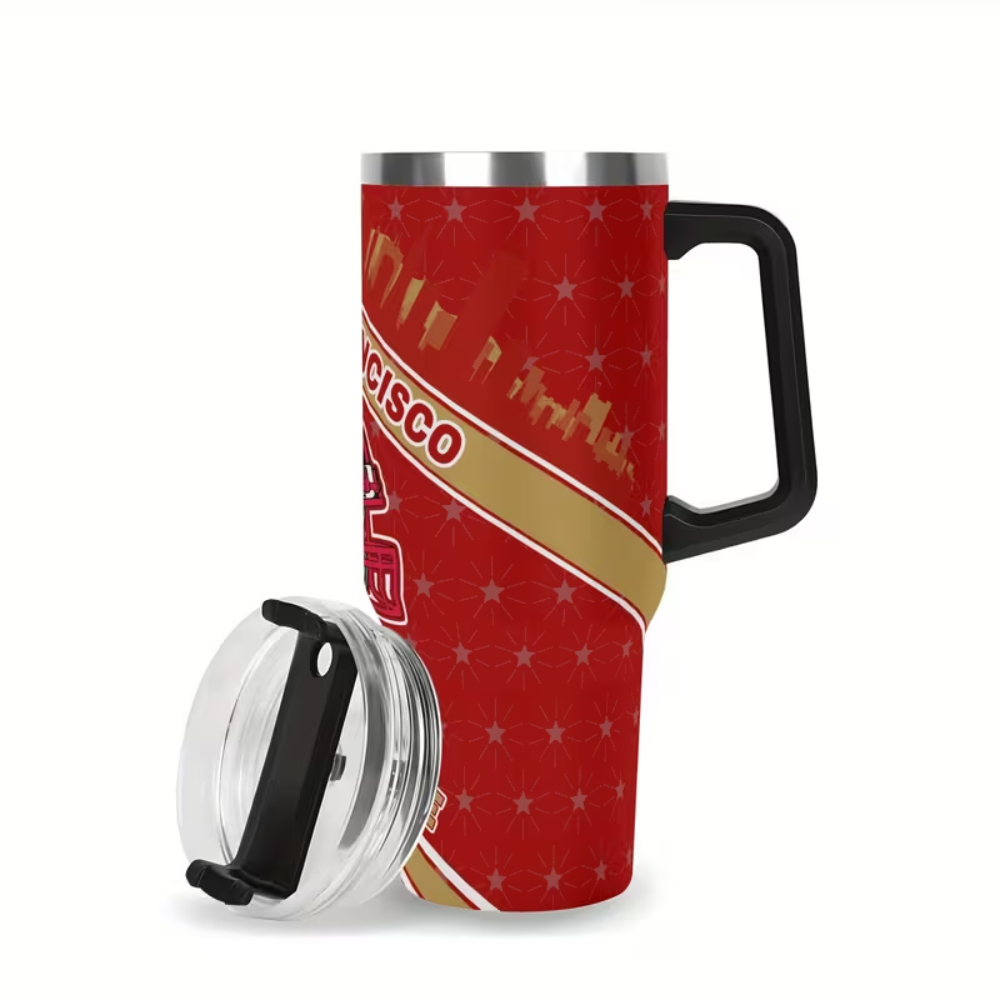 Football Tumbler 40oz Stainless Steel Insulated Cup with Handle