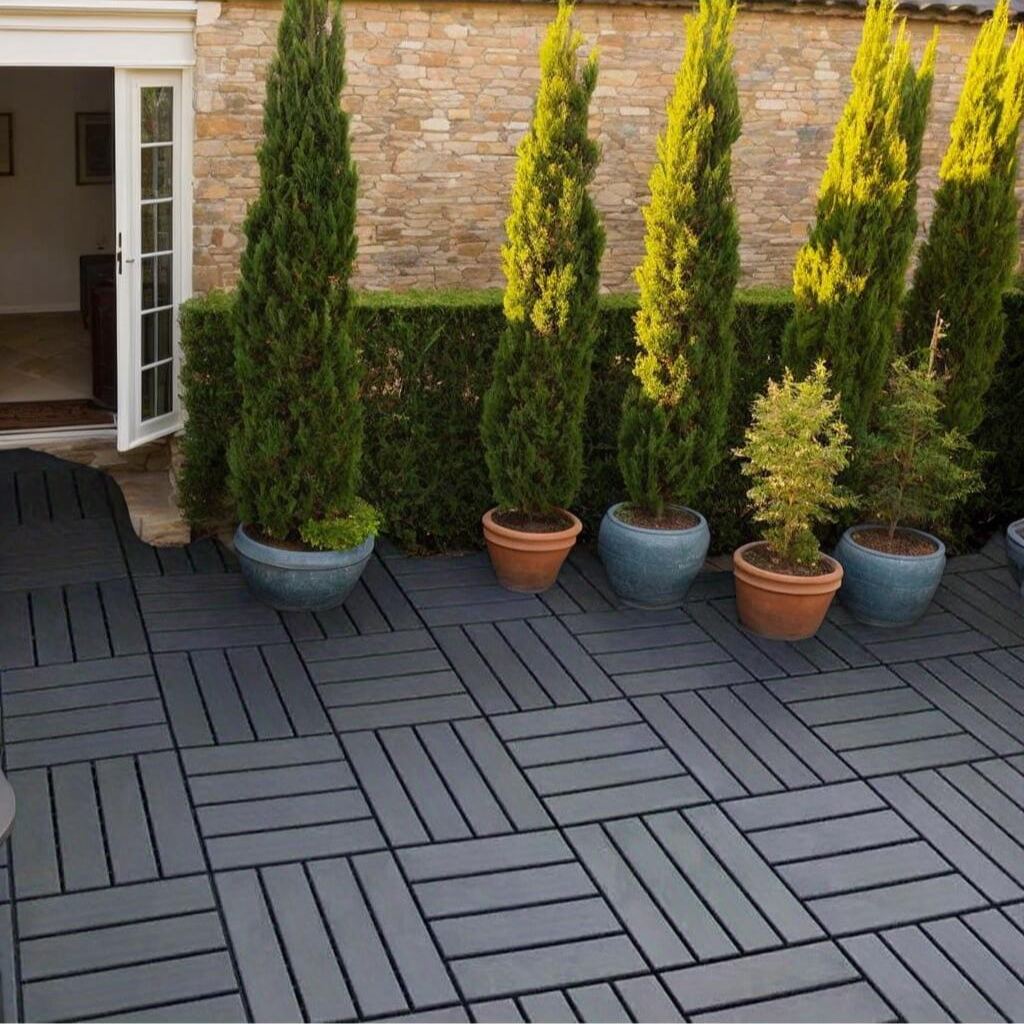  Interlocking Deck Tiles, Plastic Waterproof Outdoor Flooring For Patio, Pool, Backyard, Balcony – All-Weather