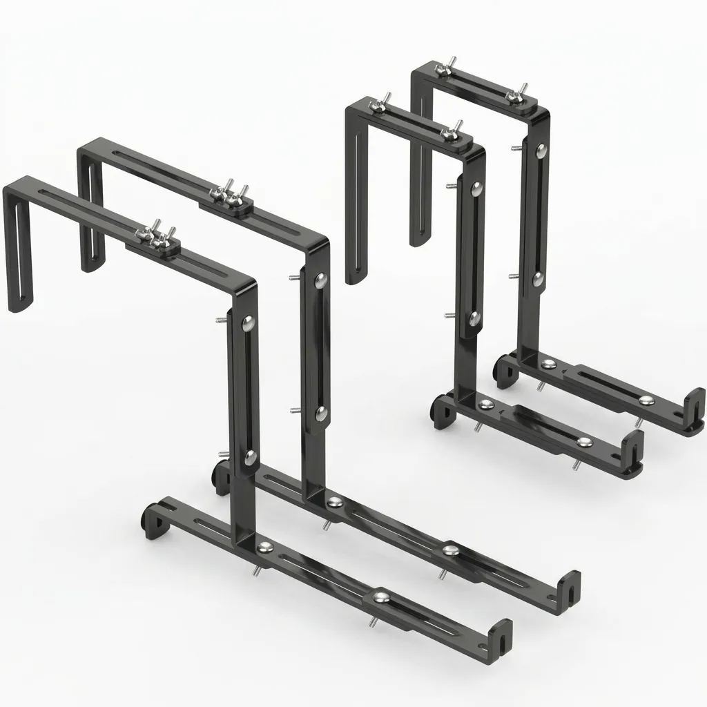 4Pcs Window Box Brackets, 4-Fold Adjustable Flower Box Holde