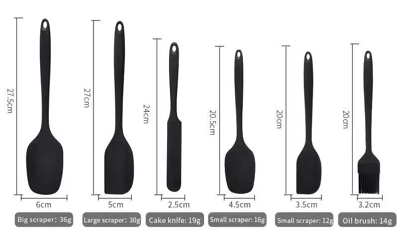 6pcs silicone kitchen cooking tools baking tools kitchen tableware   color large scraper small scraper large scraper small scraper small scraper oil brush long spatula macaron color baking tools cake cream spatula cheese shovel 2