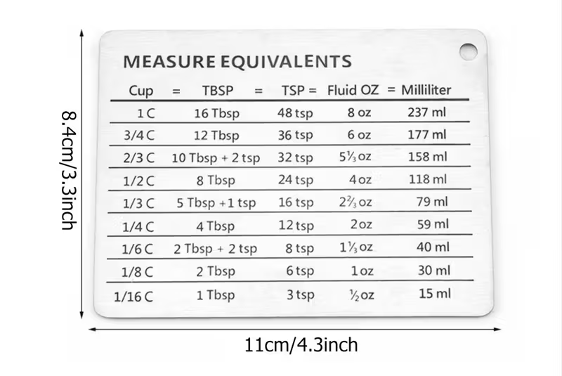 1pc stainless steel fridge magnet with magnetic scale plate common unit conversion comparison table 4 3in 3 3in 2