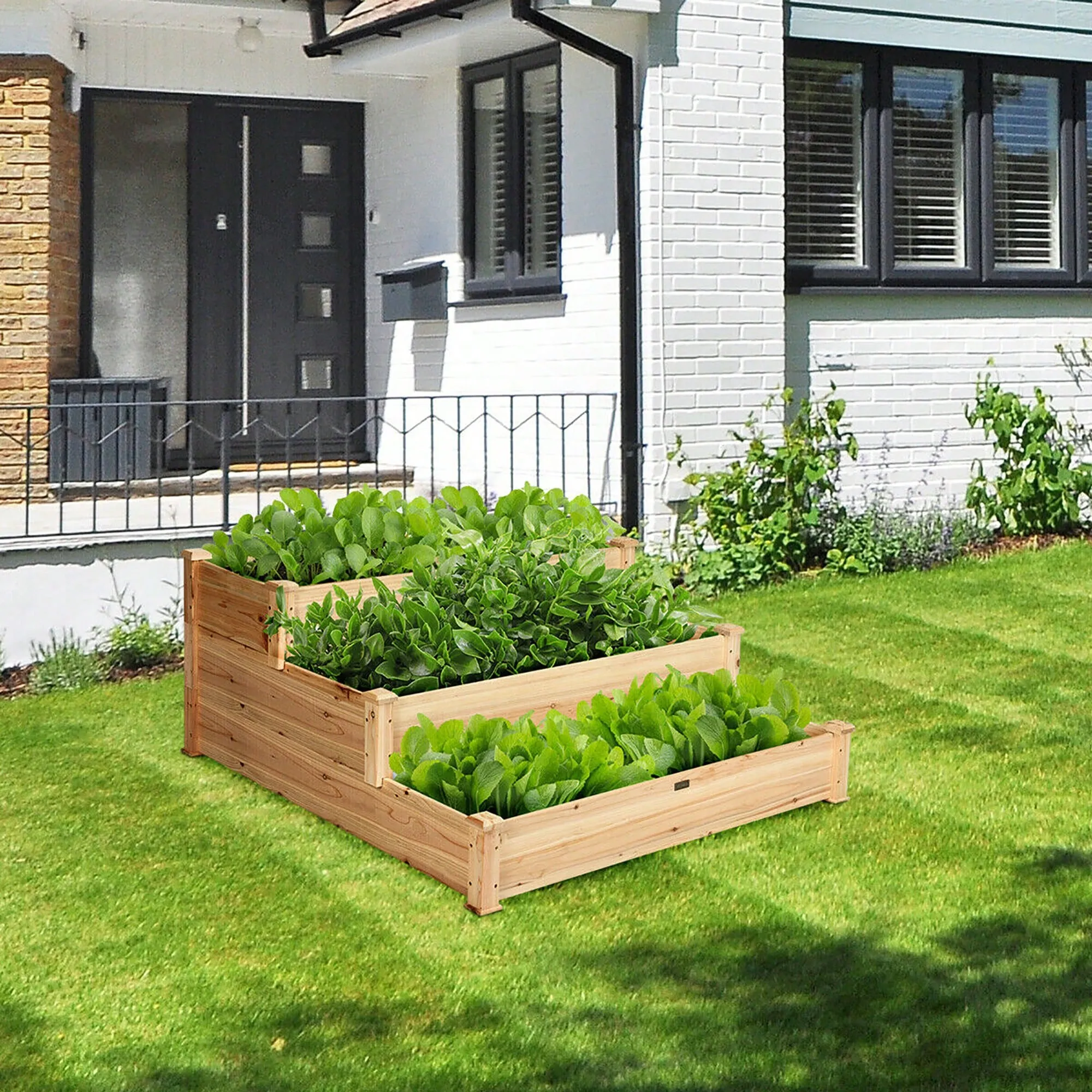 3 Tier Of Wooden Raised Garden Bed Elevated Planter Box
