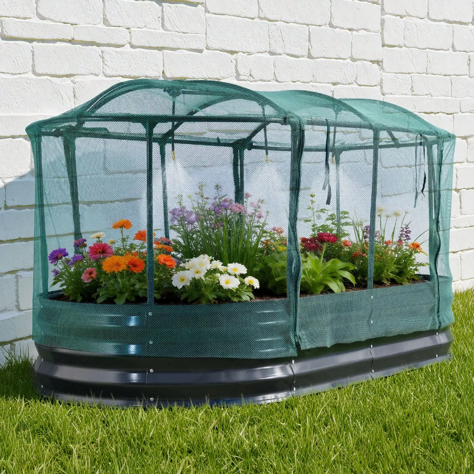 Oval Galvanized Steel Raised Garden Bed Open Bottom Planter Box