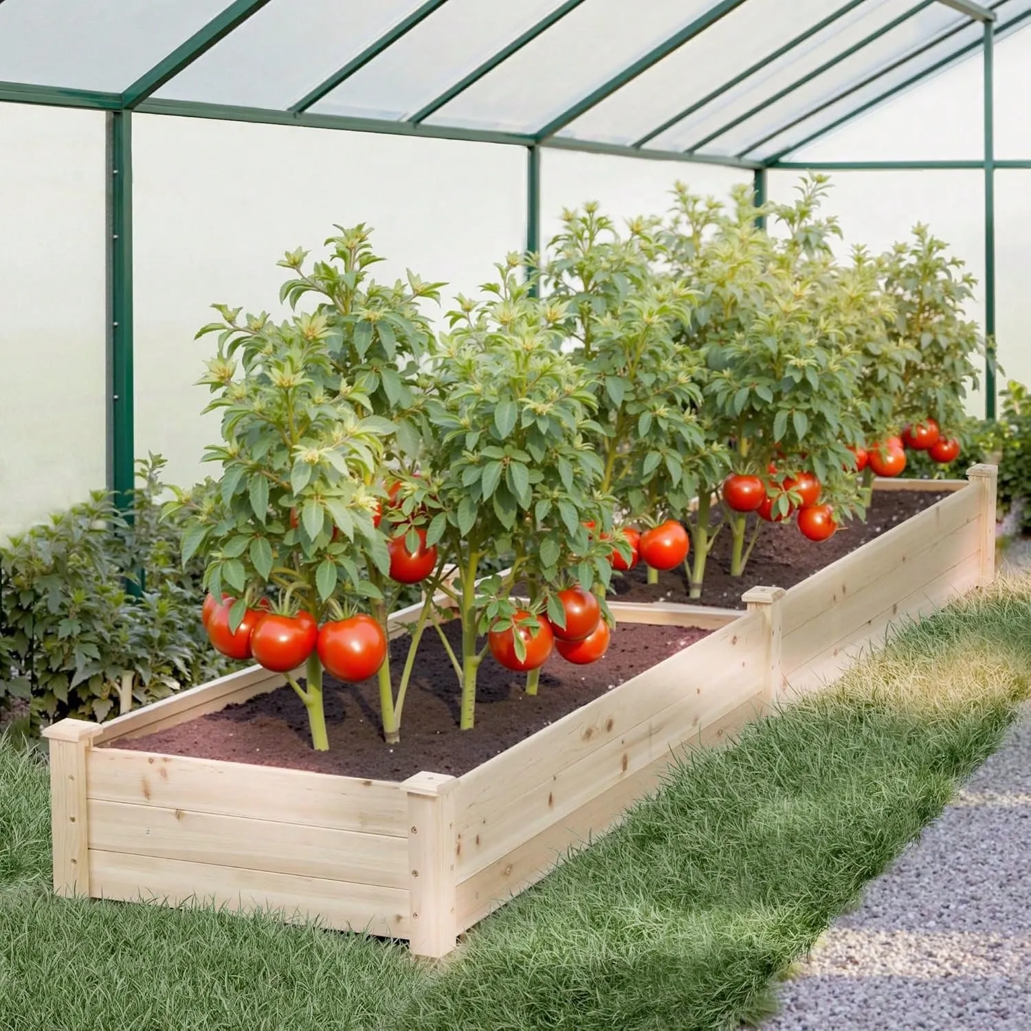 Outdoor Wooden Raised Planter Box Garden Bed For Plants