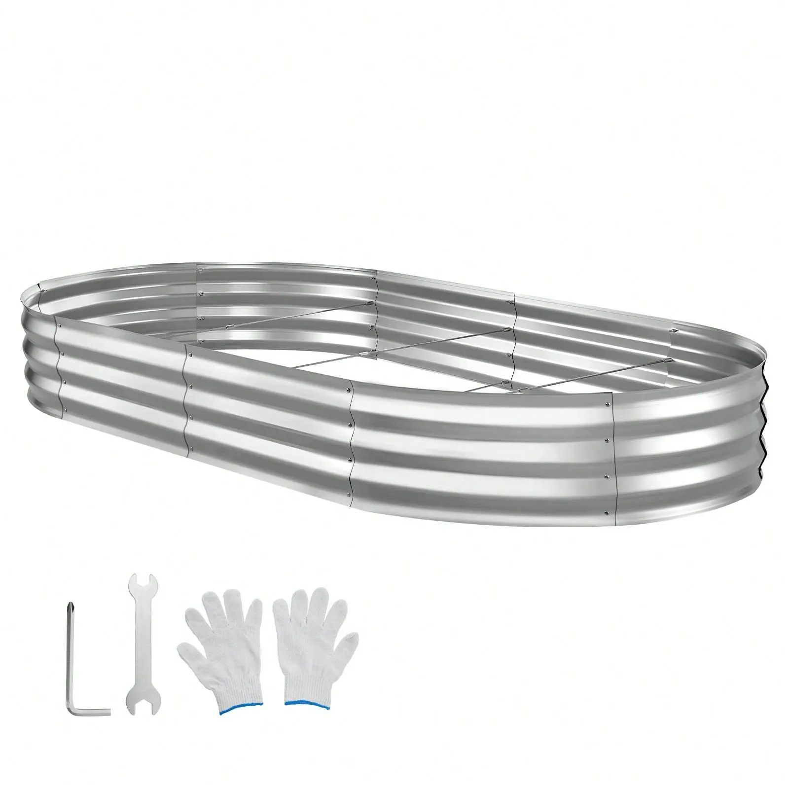 Oval Galvanized Steel Raised Garden Bed Open Bottom Planter BoxOval Galvanized Steel Raised Garden Bed Open Bottom Planter Box - Image 6
