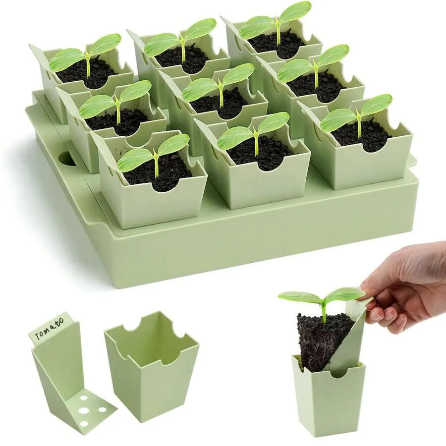 9 Cell Of Seedling Tray Plant Starter Planter Box Set