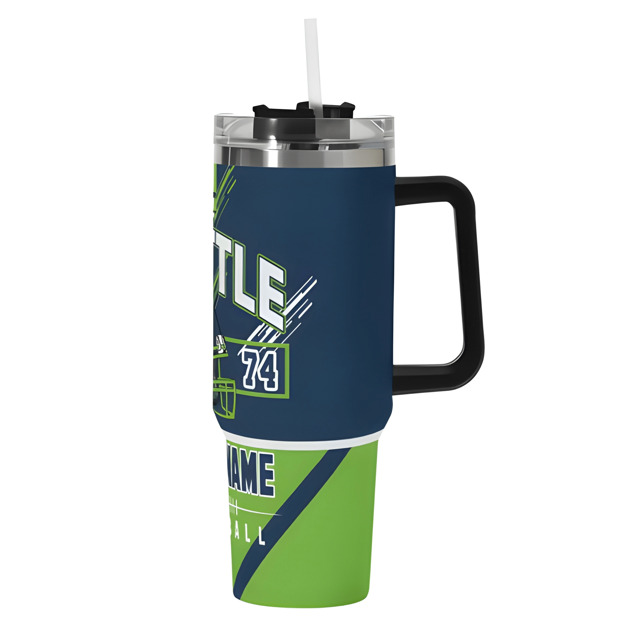 Personalized Seattle Football 40oz Stainless Steel CupPersonalized 40oz Seattle Seahawks Football Themed Tumbler - Image 3