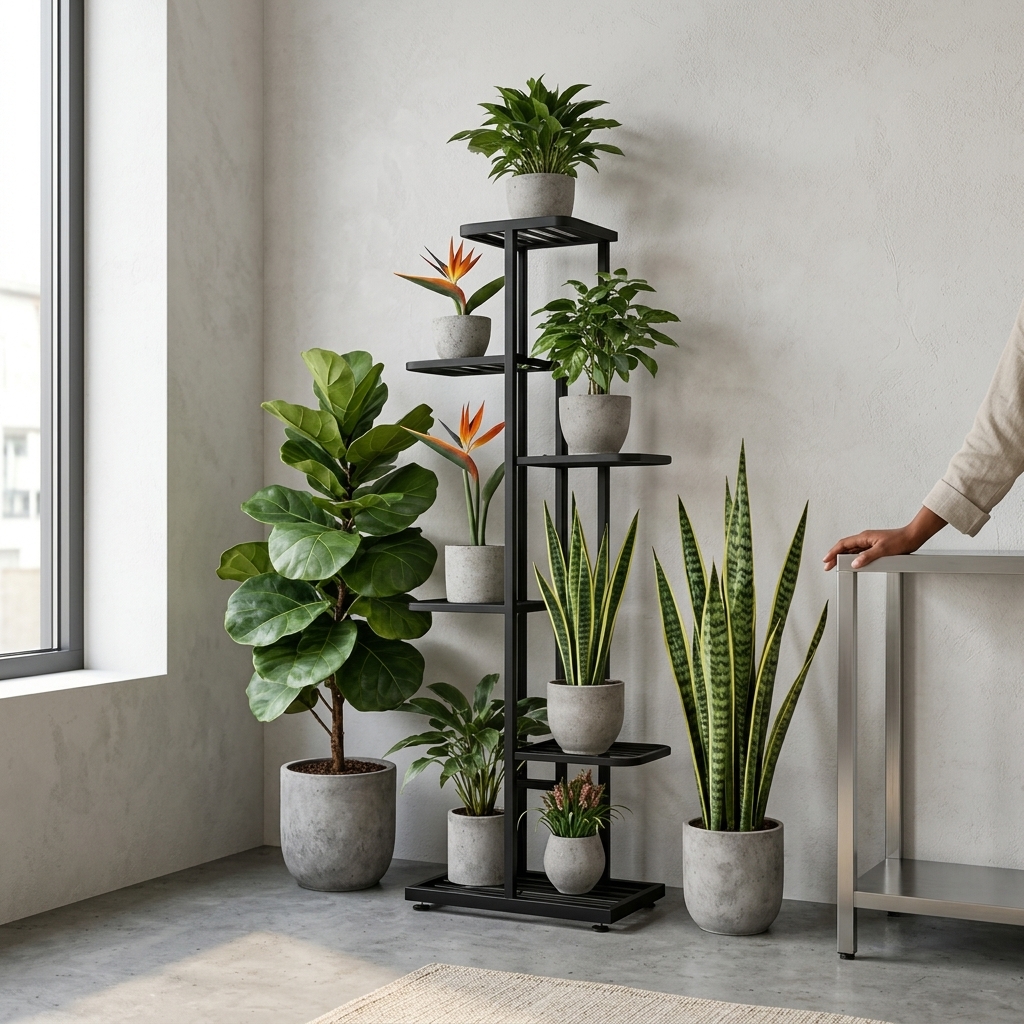 6 Tier Flower Pot Stand Shelf For Indoor Outdoor Plant Display