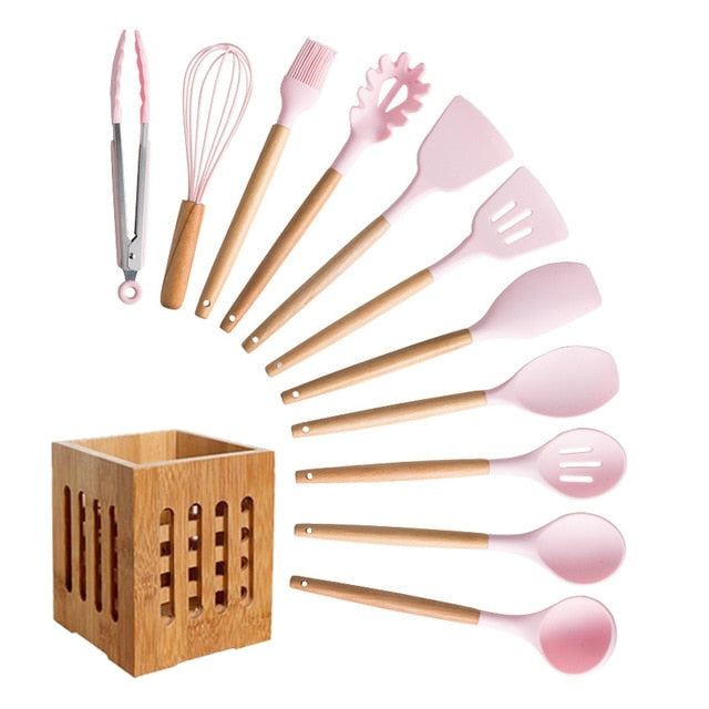 Silicone And Wood Kitchen Utensils 11 Peice Set With Storage BoxSilicone And Wood Kitchen Utensils 11 Peice Set With Storage Box - Image 19
