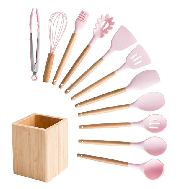 Silicone And Wood Kitchen Utensils 11 Peice Set With Storage BoxSilicone And Wood Kitchen Utensils 11 Peice Set With Storage Box - Image 13