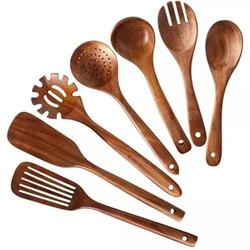 Natural Wood Tableware Kitchen Utensils SetNatural Wood Tableware Kitchen Utensils Set - Image 4