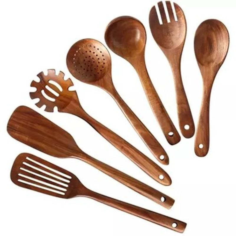 Natural Wood Tableware Kitchen Utensils Set