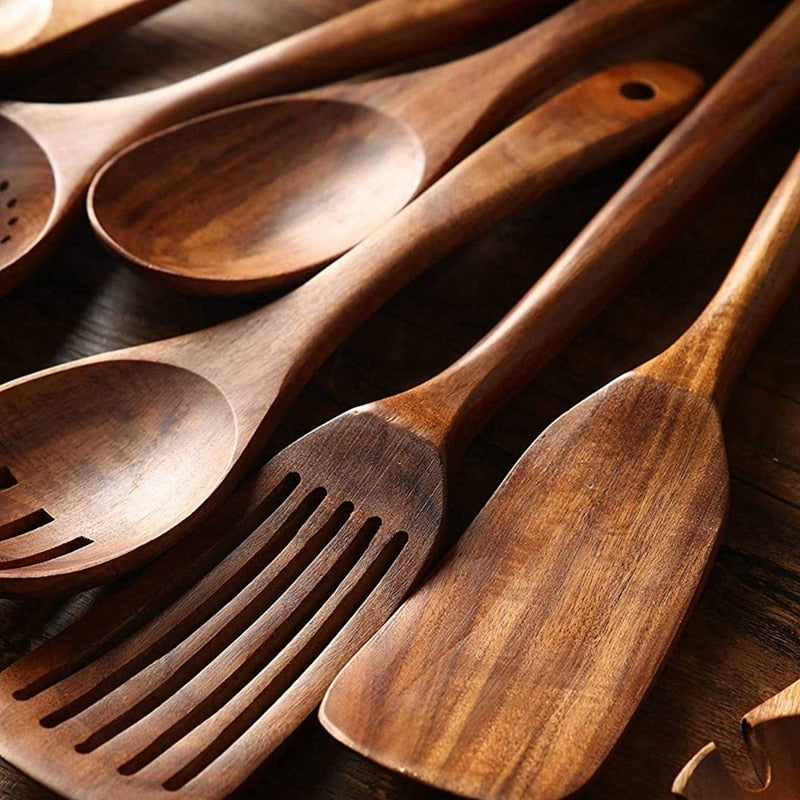 Natural Wood Tableware Kitchen Utensils SetNatural Wood Tableware Kitchen Utensils Set - Image 8