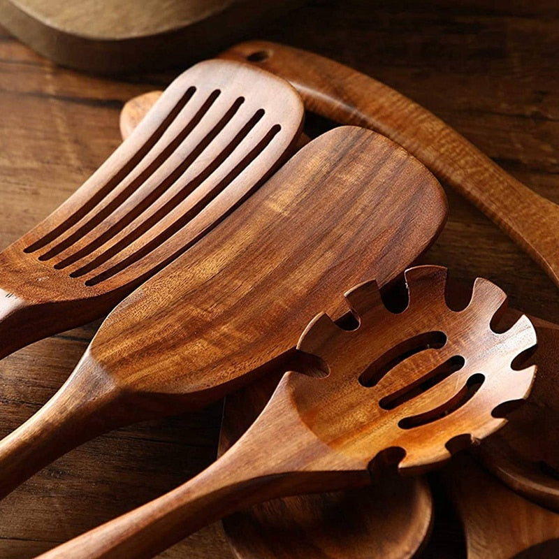 Natural Wood Tableware Kitchen Utensils SetNatural Wood Tableware Kitchen Utensils Set - Image 9