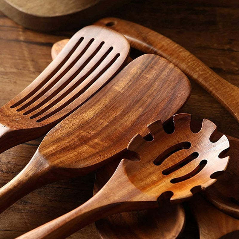 Natural Wood Tableware Kitchen Utensils Set