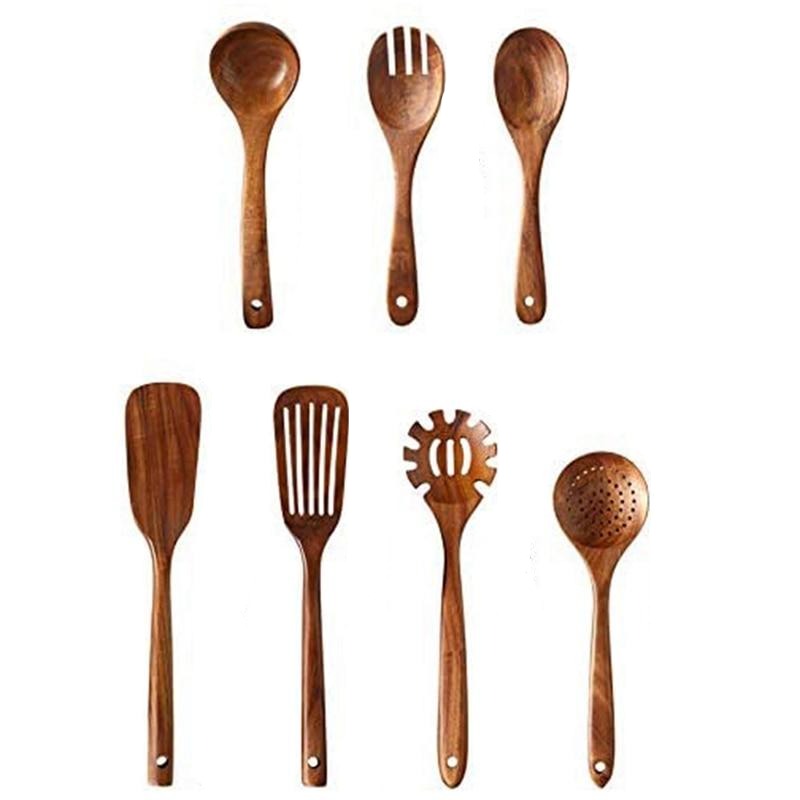 Natural Wood Tableware Kitchen Utensils SetNatural Wood Tableware Kitchen Utensils Set - Image 6