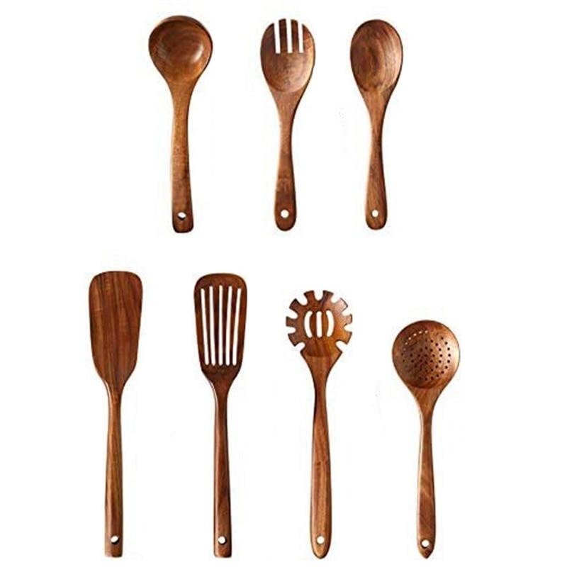 Natural Wood Tableware Kitchen Utensils Set