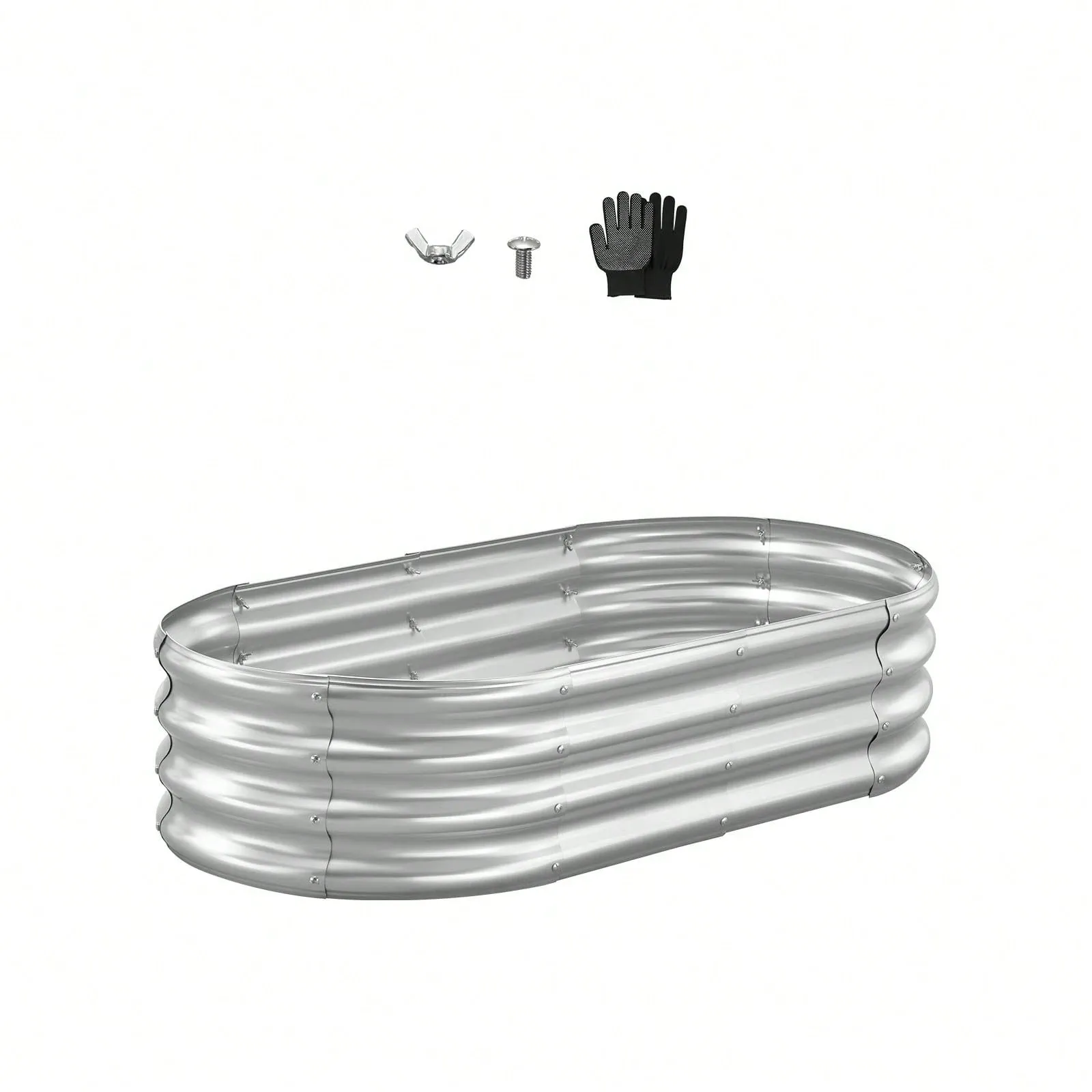 Metal Raised Garden Bed,Oval Metal Raised Garden Bed Open Bottom Planter - Image 3