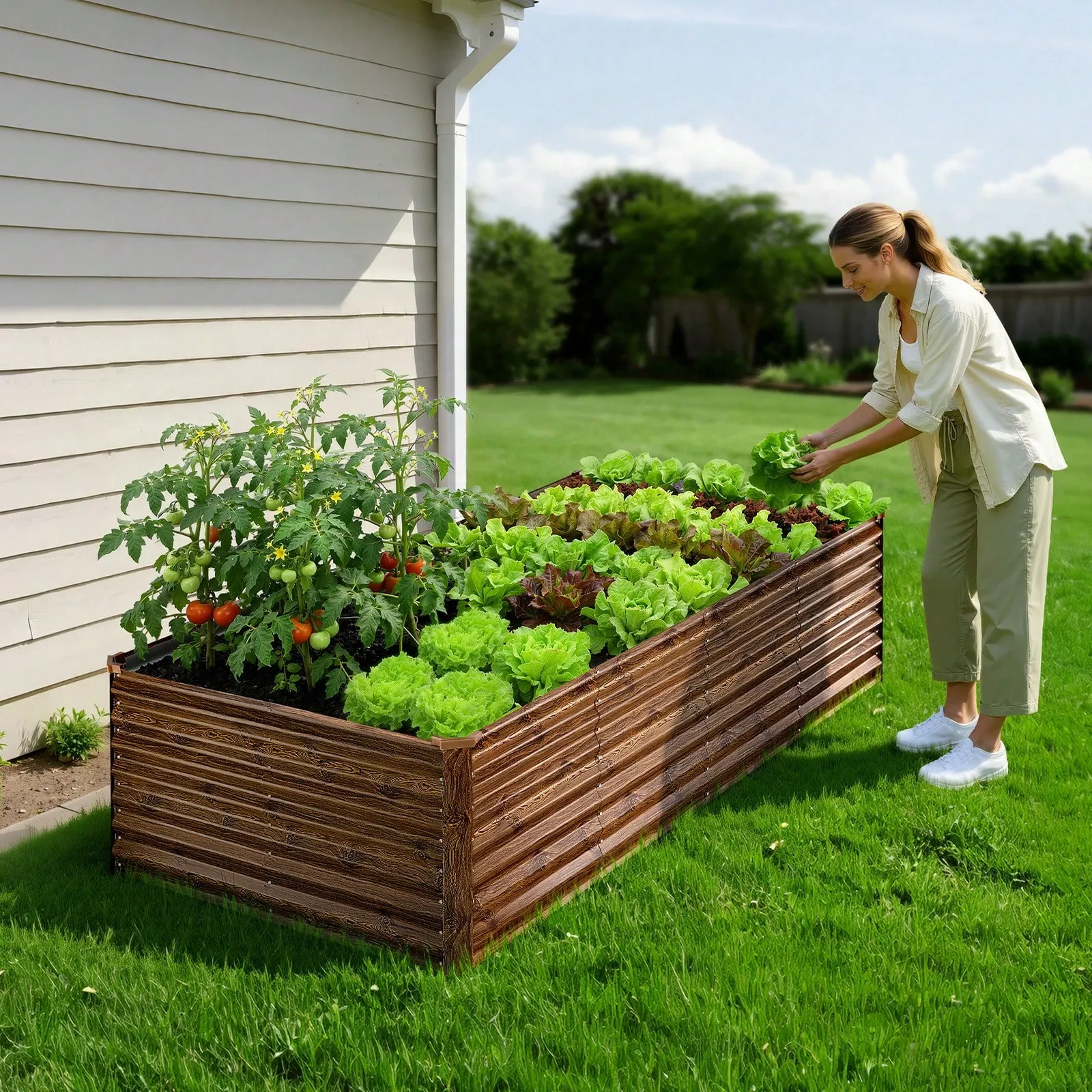 Galvanized Raised Garden Bed Open Bottom Steel Planter Box