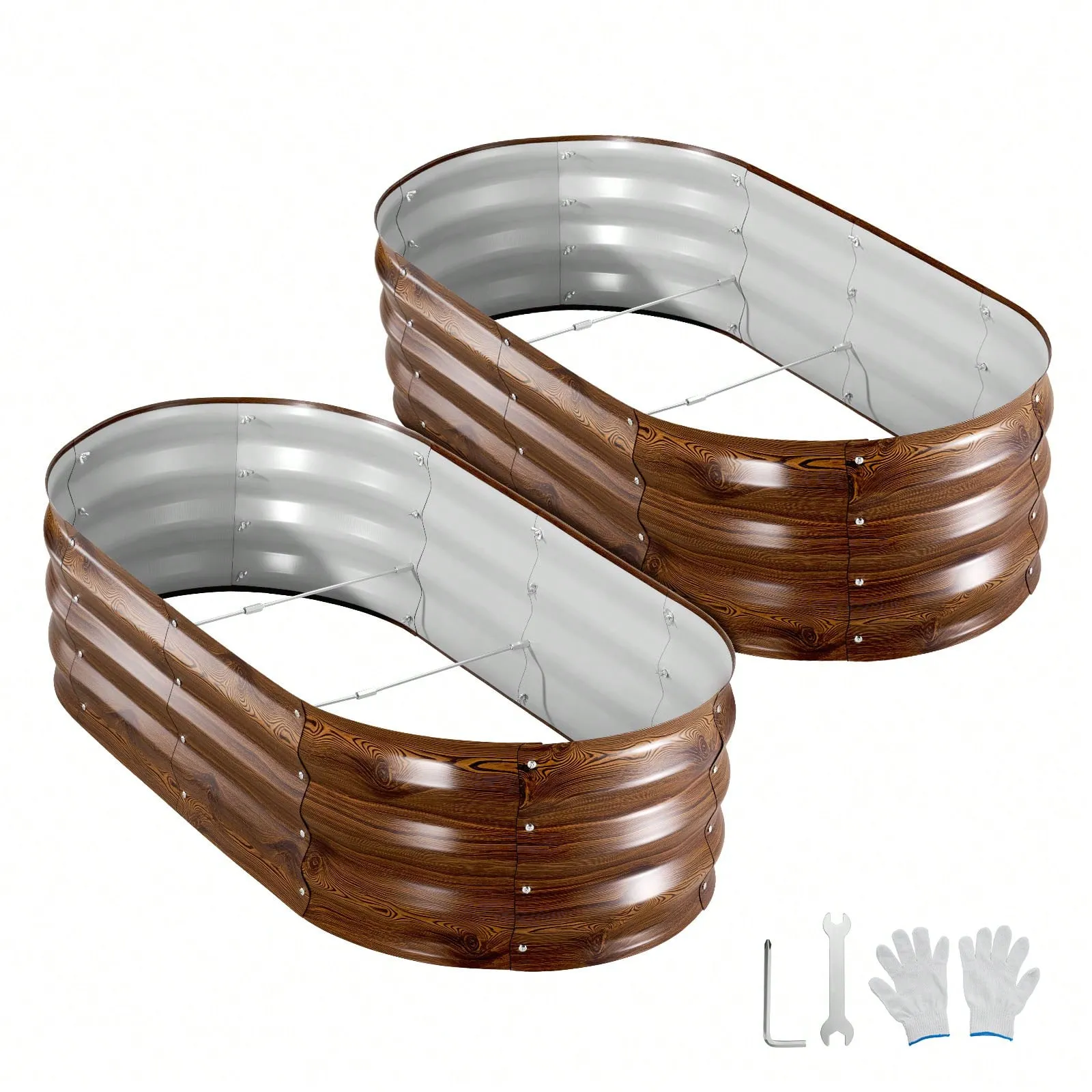 Oval Galvanized Steel Raised Garden Bed Open Bottom Planter BoxOval Galvanized Steel Raised Garden Bed Open Bottom Planter Box - Image 3