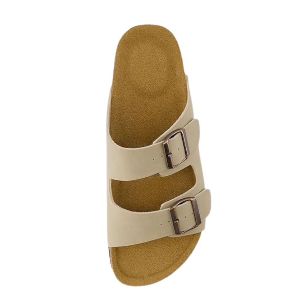 Mens Cork Footbed Sandals with Adjustable Buckle and Leather Insole