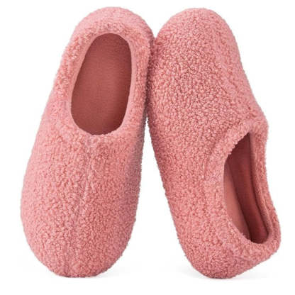 Womens Fuzzy Curly Fur Foam Loafer Slippers