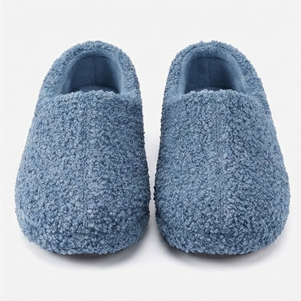 Womens Fuzzy Curly Fur Foam Loafer Slippers