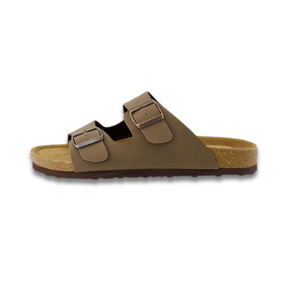 Mens Cork Footbed Sandals with Adjustable Buckle and Leather Insole