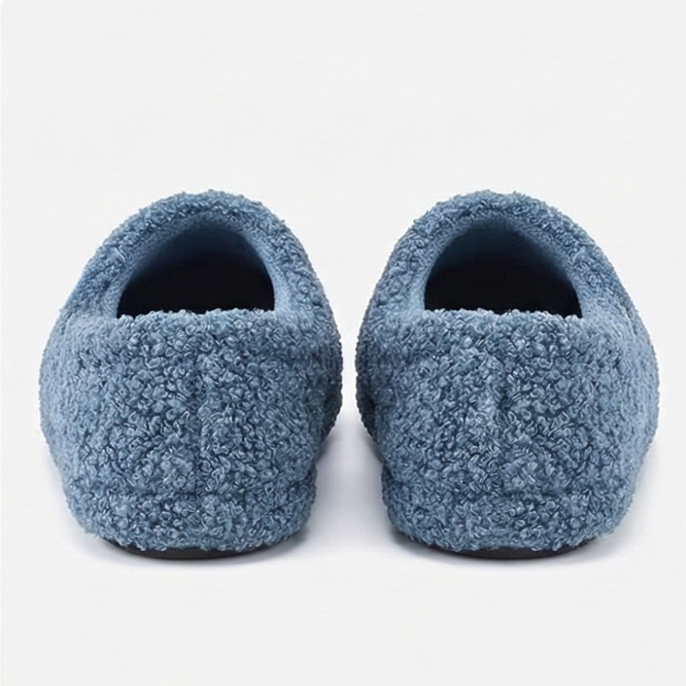 Womens Fuzzy Curly Fur Foam Loafer Slippers