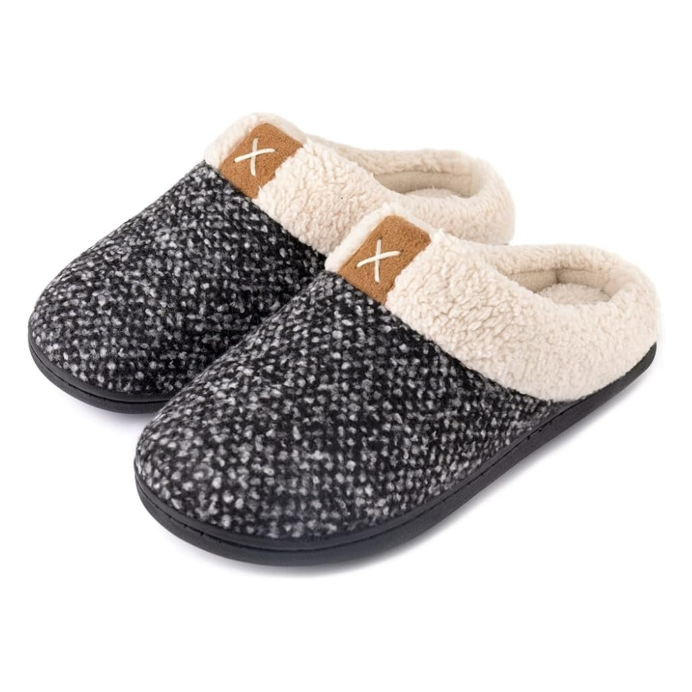 Womens Plush Faux Wool Memory Foam Slippers