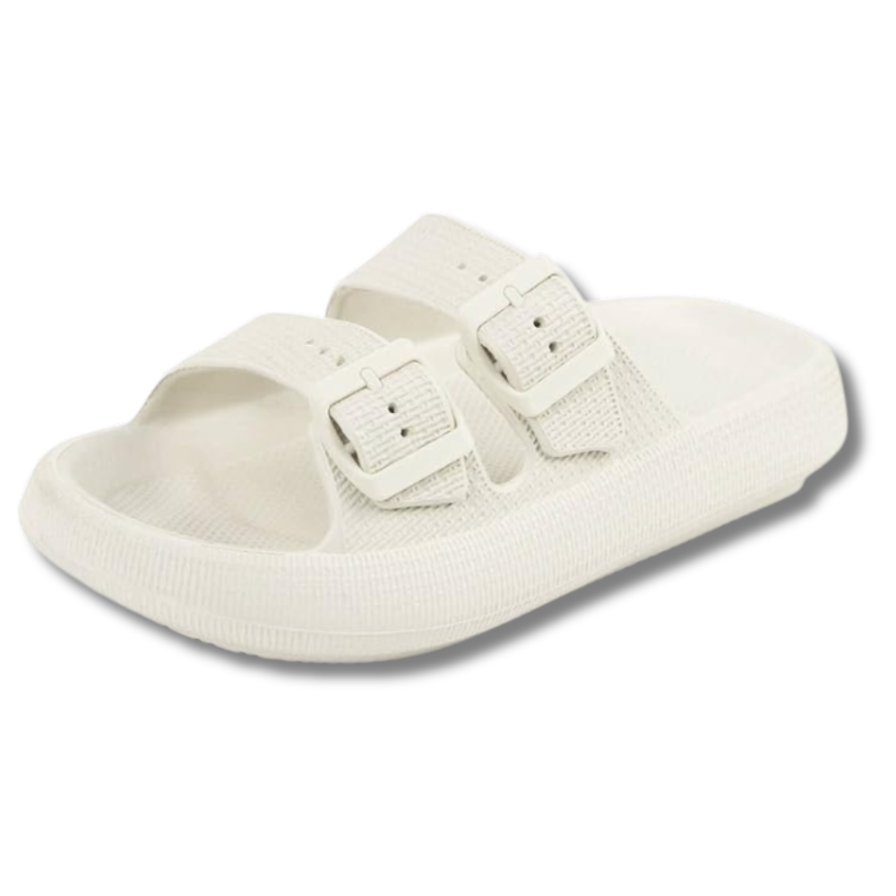 Women and Men Pillow Slippers Double Buckle Adjustable Slides