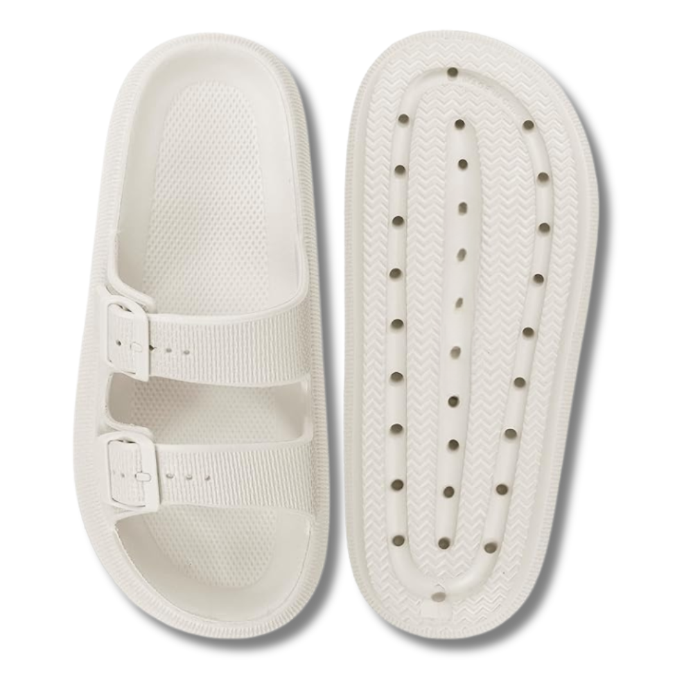 Women and Men Pillow Slippers Double Buckle Adjustable Slides