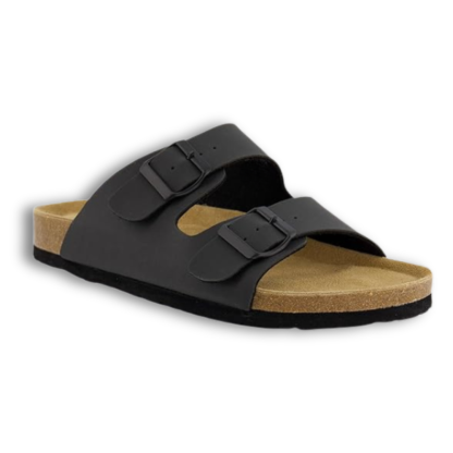Mens Cork Footbed Sandals with Adjustable Buckle and Leather Insole