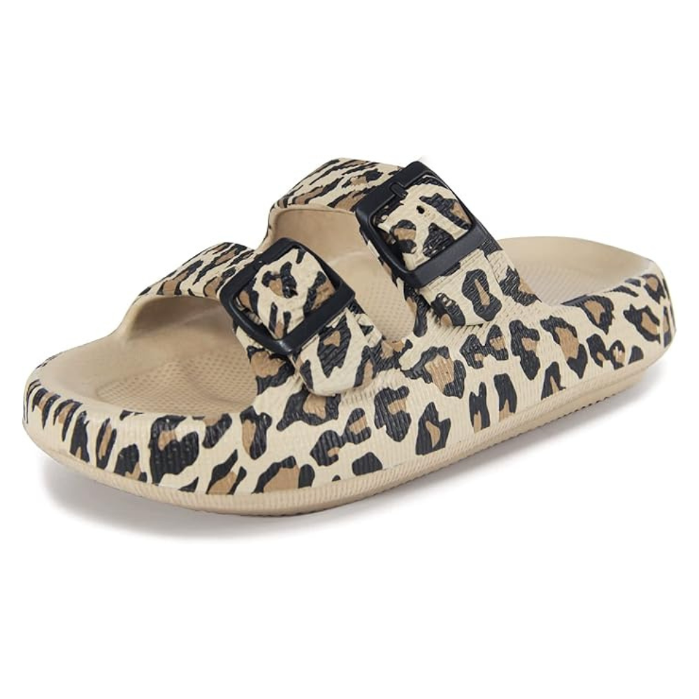 Men and Women Pillow Slippers Double Buckle Adjustable Slides