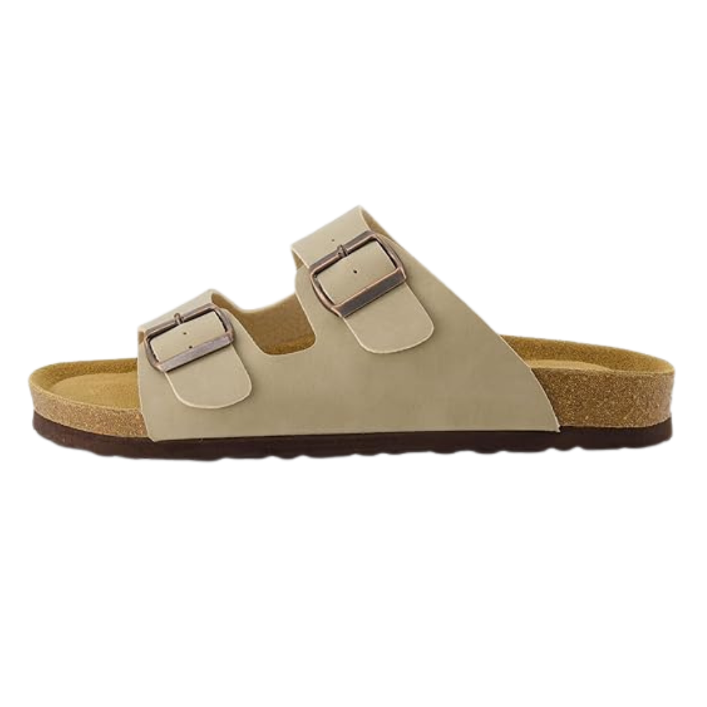 Mens Cork Footbed Sandals with Adjustable Buckle and Leather Insole