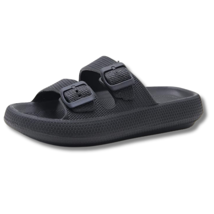 Women and Men Pillow Slippers Double Buckle Adjustable Slides