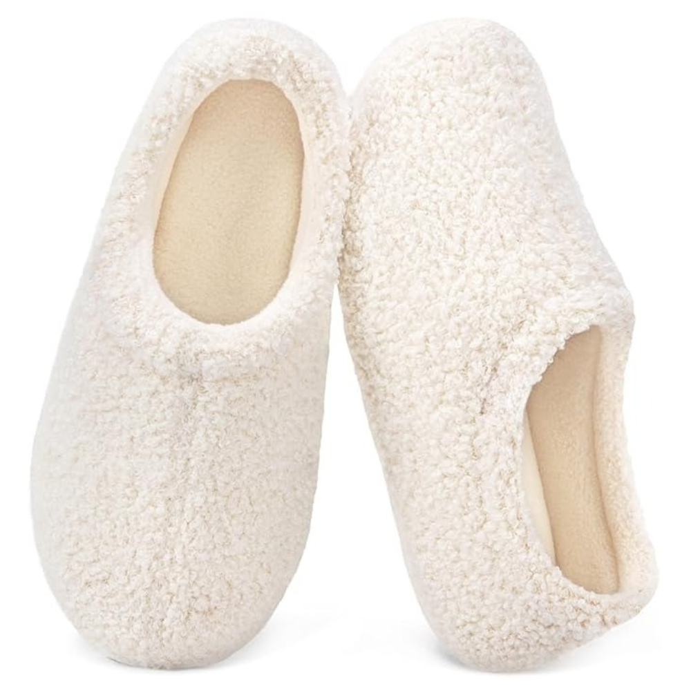 Fuzzy Fur Memory Foam Slippers For Women With Polar Fleece Lining