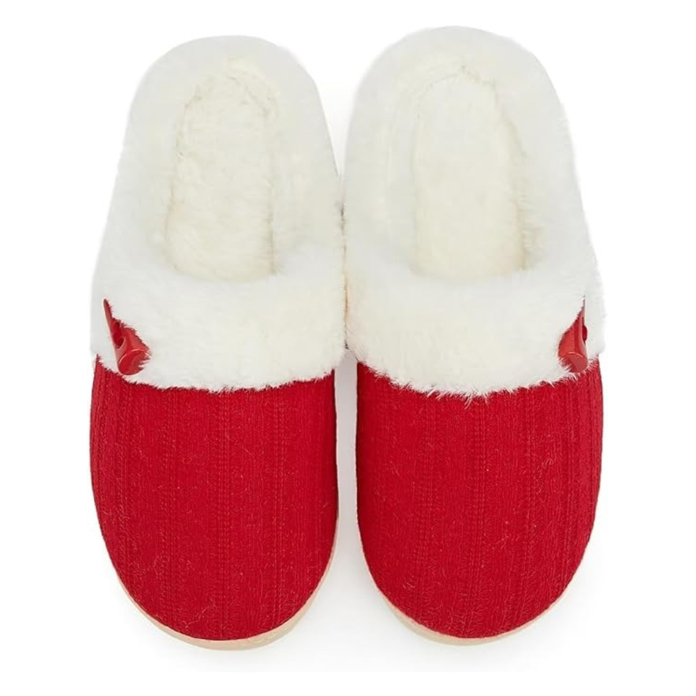 Slip On Fuzzy Slippers With Memory Foam And Plush Lining For Women