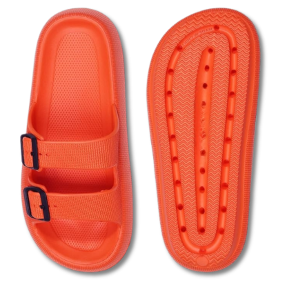 Women and Men Pillow Slippers Double Buckle Adjustable Slides