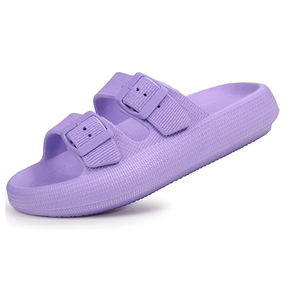 Women and Men Pillow Slippers Double Buckle Adjustable Slides