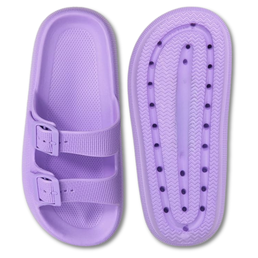 Women and Men Pillow Slippers Double Buckle Adjustable Slides