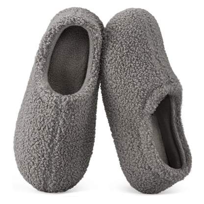 Womens Fuzzy Curly Fur Foam Loafer Slippers