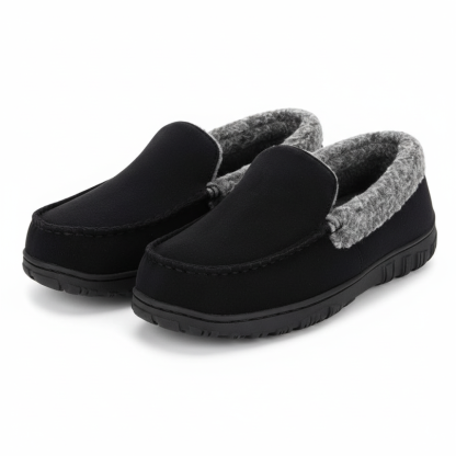 Mens Wool Felt Slip On Slippers Warm Memory Foam Indoor Shoes