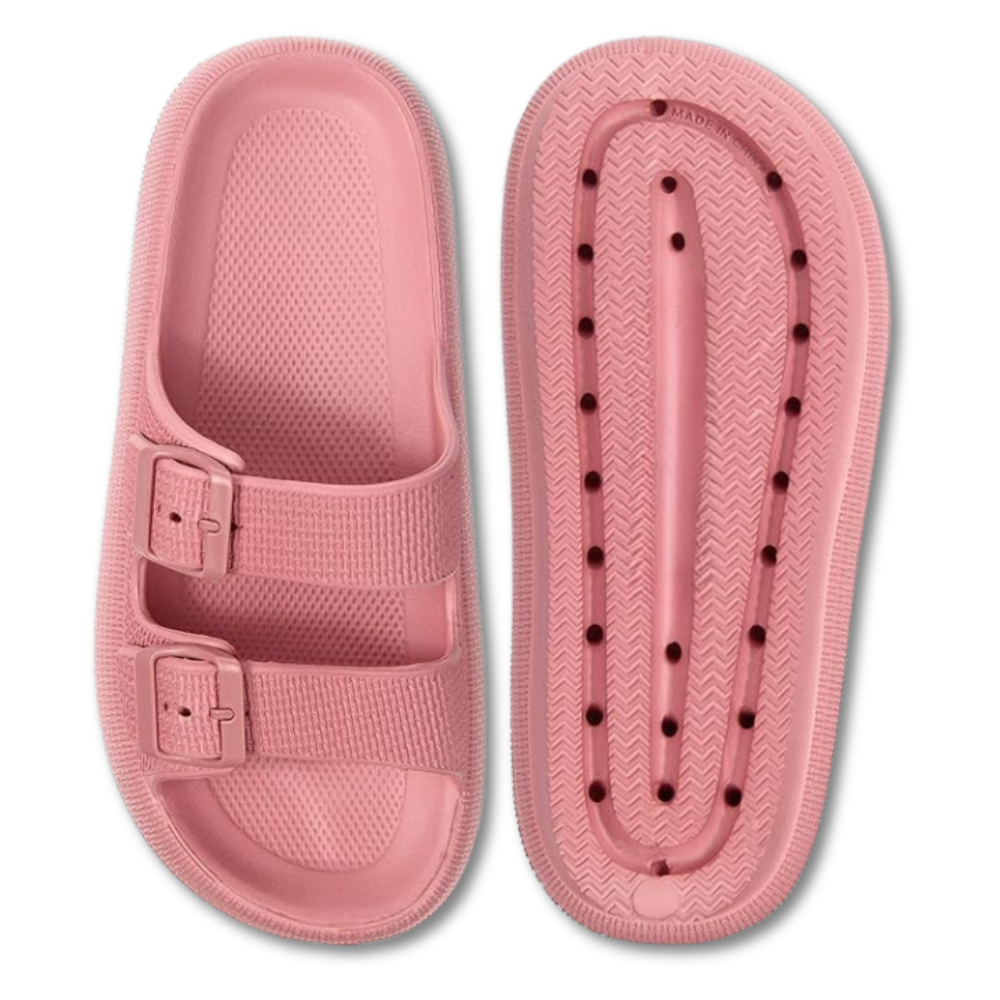 Women and Men Pillow Slippers Double Buckle Adjustable Slides